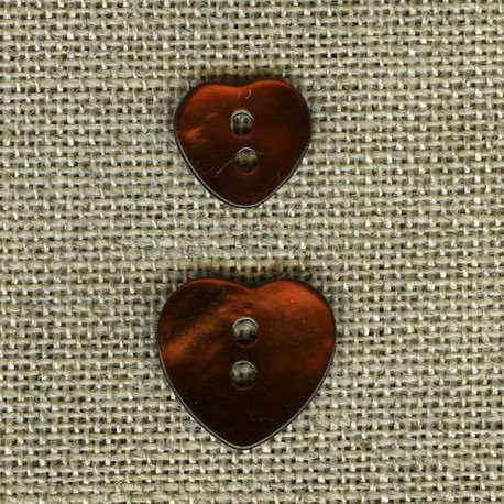 Bouton Nacre émaillée nouveau cœur, Acajou 06