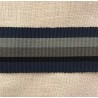 Striped Gros Grain Bayadère Ribbon Panama, col. Navy, Night, Slate, Steel 279