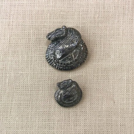 Bouton Métal Antik Bélier, col. Etain Brillant