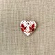 Engraved and Enamelled Mother of Pearl Heart Medal Holly, Col. Natural/ Cherry