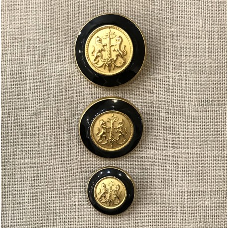 Enamelled Metal Button James, col. Gold/ Black