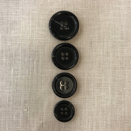 Bouton de Costume en Polyester "Costard", col. Noir Jaspé