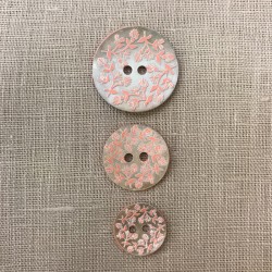 Bouton en Nacre Gravée et Emaillée Thistle, Col. Peach / Natural