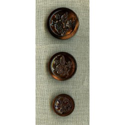 Bouton Nacre gravée de Roses, Chocolat.
