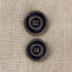 Metal Enamelled Button Link, Col. Navy/ Silver