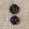 Bouton en Métal Emaillé Link, Col. Marine/ Argent