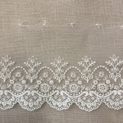 Ruban Dentelle de Tulle Brodé Trianon, Col. Blanc
