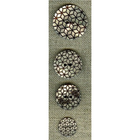 Bouton Nacre gravée Cube 3D, Café