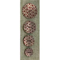 Bouton Nacre gravée Cube 3D, Rubis