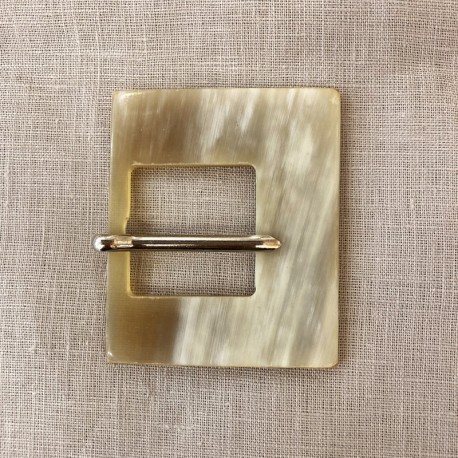Boucle de Ceinture Carré en corne blonde