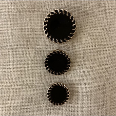 Metal Enamelled Button Ma Petite Veste, Col. Black/ Gold