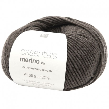 RICO Wool Knitting Yarn, qual. essentials MERINO dk, col. Grey 89