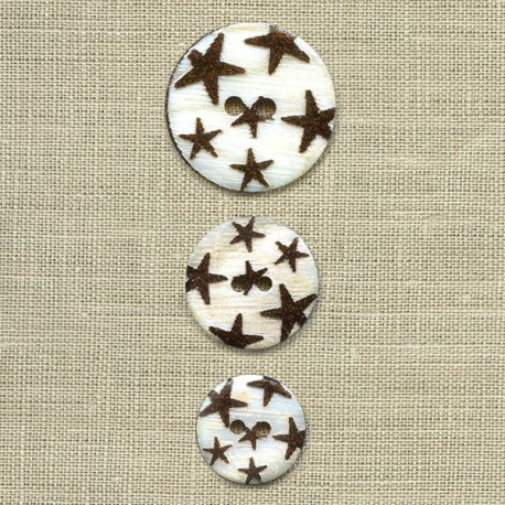 Bouton Nacre gravée Pluie d'étoiles, col. Choco paillettes