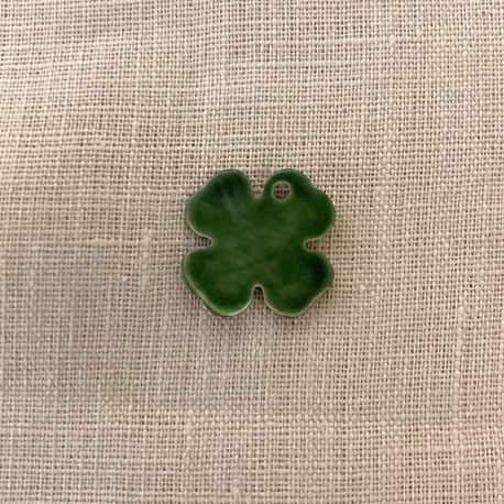 Bouton Pampille en Nacre Emaillée Get Lucky, col. Trèfle