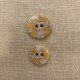 Peined Wood Button, Cherry Blossom