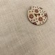 Engraved and Enameled Mother of Pearl Button, Flowers and Dotsl , Col. Strawberry