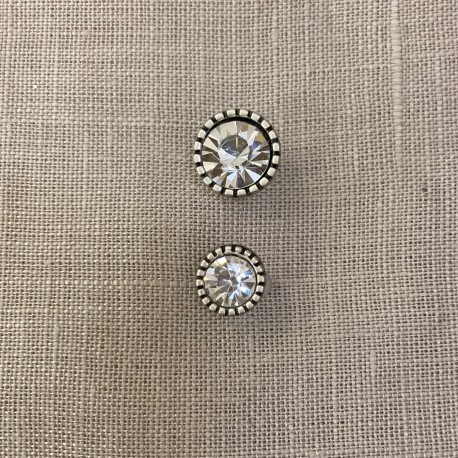 Strass Button Toupie Solitaire, col. Crystal/ Silver
