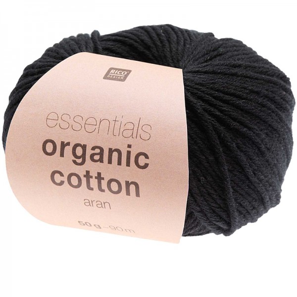 Coton Bio à Tricoter Rico ,Essential Organic Cotton, col. Noir 020