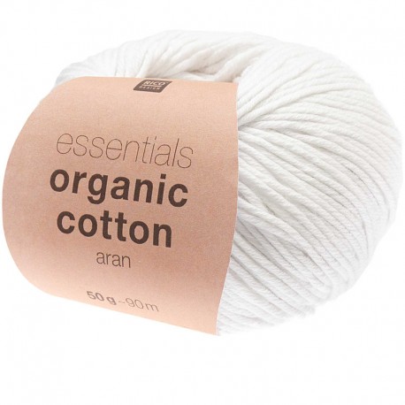 Coton Bio à Tricoter Rico ,Essential Organic Cotton, col. Blanc