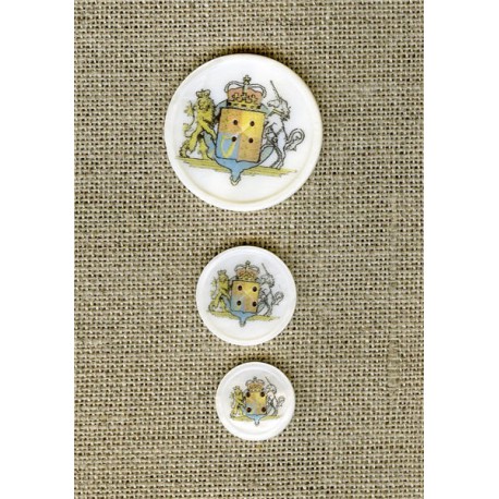 Bouton Nacre imprimé Armoiries Royales