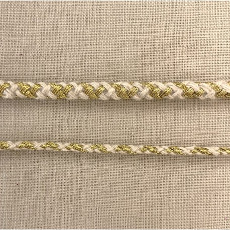 Two-Colored Braided Cord Samarcande, col. Natural/ Gold