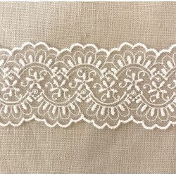 Ruban Dentelle de Tulle Brodé Jasmin, col. Ecru