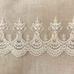 Ruban Dentelle de Tulle Brodé Versailles, col. Blanc