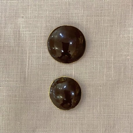 Bouton Métal Emaillé Cambon, col. Café