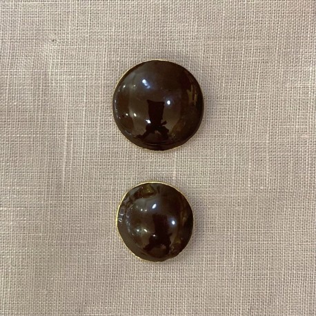 Enamelled Metal Button Cambon, col. Coffee
