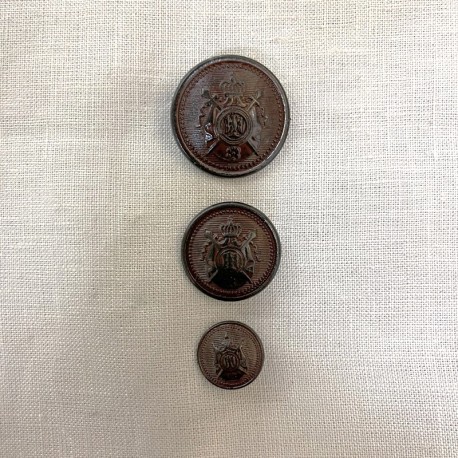 Bouton en Métal émaillé Glaive Couronné, col. Cacao