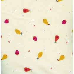 Tissu Popeline Fragola, col. Fraise, Moutarde, Nectarine