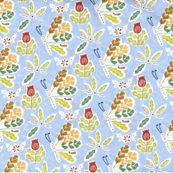 Tissu au Mètre Popeline Butterfly, col. Azur, Tomette, Absinthe