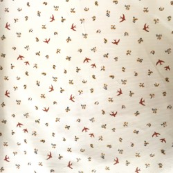 Tissus au Mètre Velours Milleraies Imprimé Printemps aux Hirondelles, col. Ecru, Epices, Thym