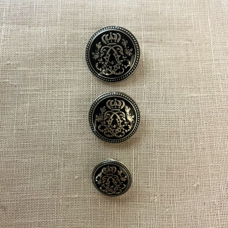 Metal Enamelled Button Edmond, Col. Black/ Silver