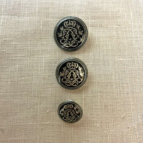 Bouton en Métal Emaillé Edmond, Col. Marine/ Argent