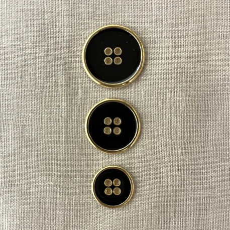Enameled Metal Button Smart, Col. Black/ Gold