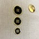 Enameled Metal Button Smart, Col. Black/ Gold
