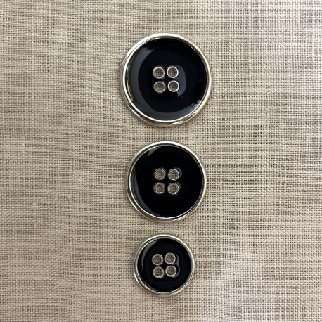 Enameled Metal Button Smart, Col. Navy/ Silver