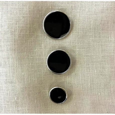 Enameled Metal Button Marcel, Col. Navy/ Silver