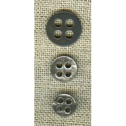 Bouton en nacre simple 4 trous ronds, col. Gris perle