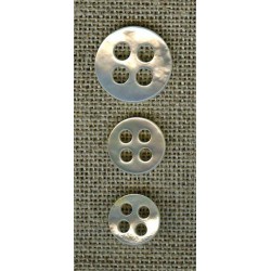 Bouton en nacre simple 4 trous ronds, col . Givré