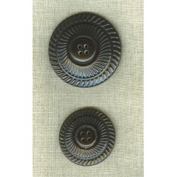 Bouton bombé, motif cannelés en polyester Marron jaspé.