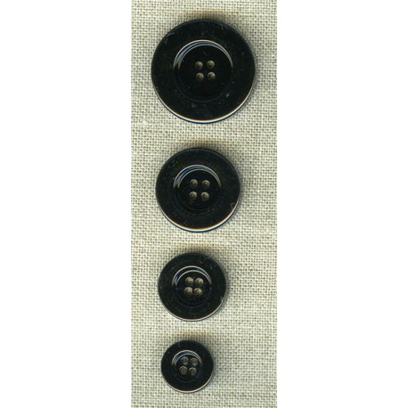 Button 4 holes lacquered black wide flat edge