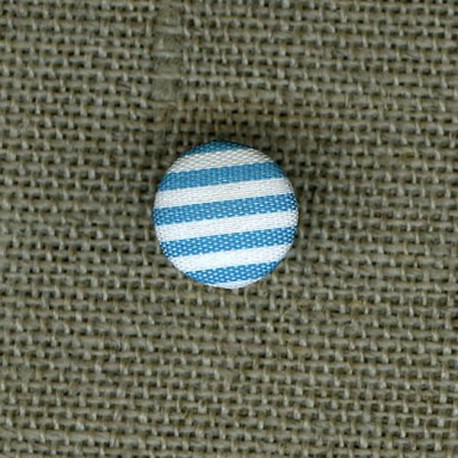 Button covered with striped fabric, Azure