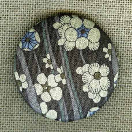 Domed button covered with Martha Grace Liberty fabric