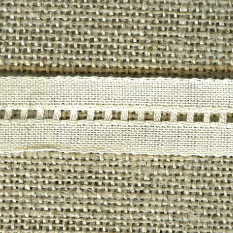 Ladder stitch cotton ribbon, Ivory