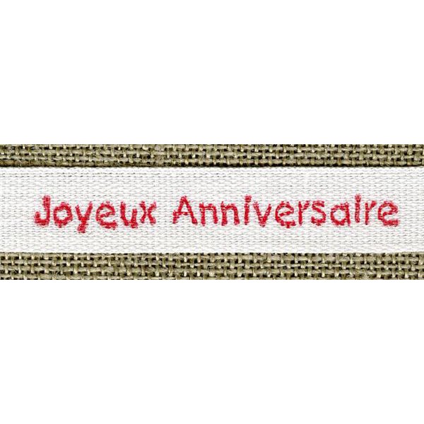 Ruban Imprime Blanc Lettrage Rouge Joyeux Anniversaire La Mercerie Parisienne