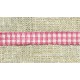 White/Medium pink gingham narrow ribbon