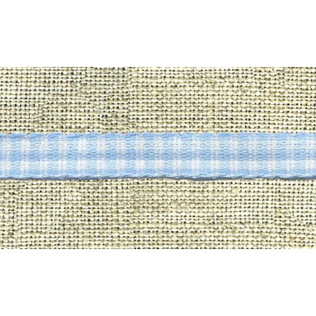 White/Sky-blue gingham narrow ribbon