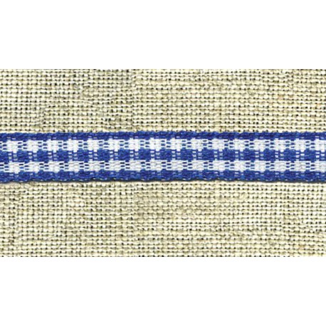 White/Royal blue gingham narrow ribbon